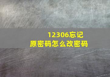 12306忘记原密码怎么改密码