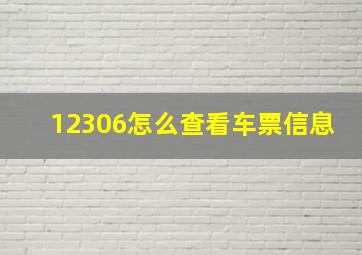 12306怎么查看车票信息