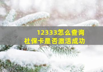 12333怎么查询社保卡是否激活成功