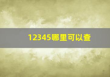 12345哪里可以查