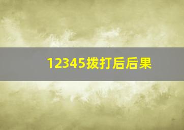 12345拨打后后果