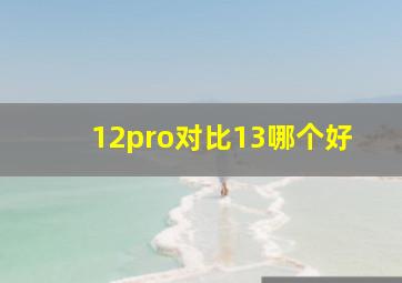 12pro对比13哪个好