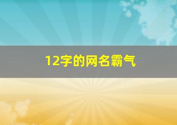 12字的网名霸气