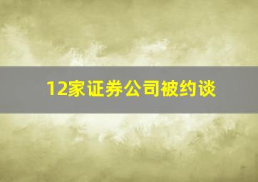 12家证券公司被约谈