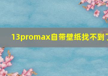 13promax自带壁纸找不到了