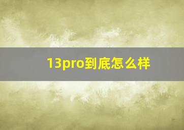 13pro到底怎么样