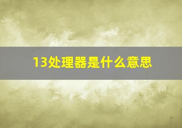 13处理器是什么意思