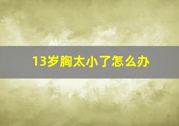 13岁胸太小了怎么办