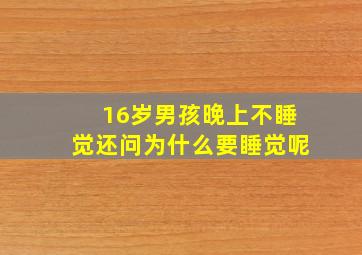 16岁男孩晚上不睡觉还问为什么要睡觉呢