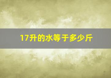 17升的水等于多少斤