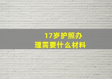 17岁护照办理需要什么材料