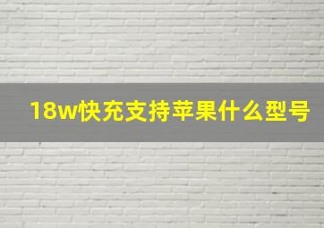 18w快充支持苹果什么型号