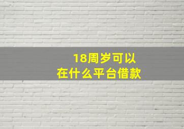 18周岁可以在什么平台借款