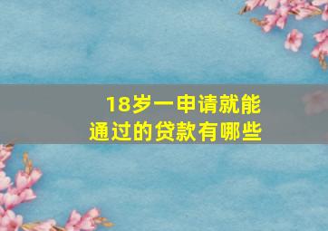 18岁一申请就能通过的贷款有哪些