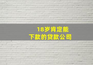 18岁肯定能下款的贷款公司