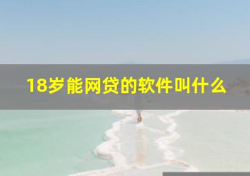 18岁能网贷的软件叫什么