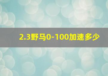 2.3野马0-100加速多少