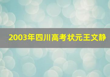 2003年四川高考状元王文静