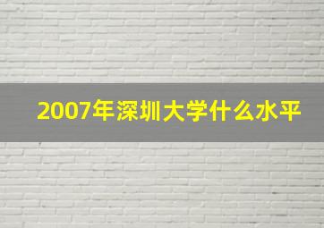 2007年深圳大学什么水平