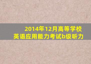 2014年12月高等学校英语应用能力考试b级听力