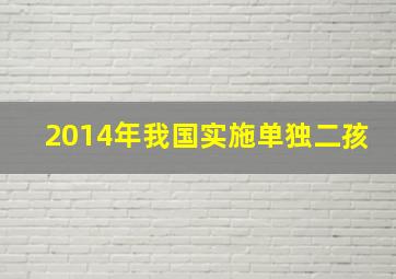 2014年我国实施单独二孩