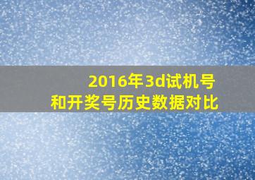 2016年3d试机号和开奖号历史数据对比