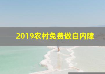 2019农村免费做白内障