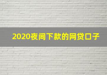 2020夜间下款的网贷口子