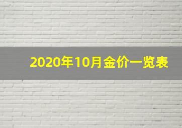 2020年10月金价一览表