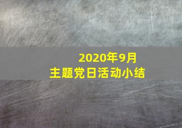 2020年9月主题党日活动小结