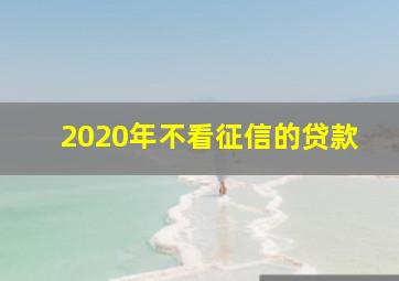 2020年不看征信的贷款