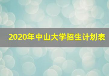 2020年中山大学招生计划表