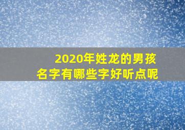 2020年姓龙的男孩名字有哪些字好听点呢