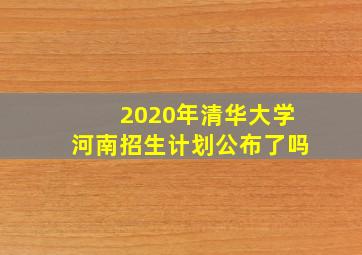 2020年清华大学河南招生计划公布了吗