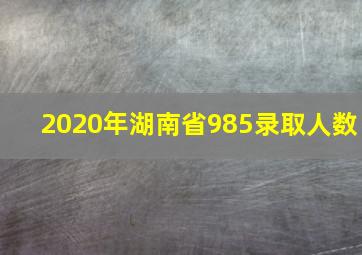 2020年湖南省985录取人数