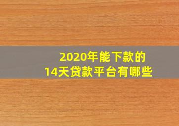 2020年能下款的14天贷款平台有哪些