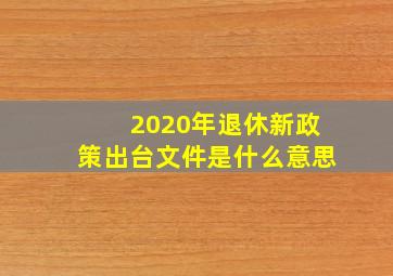 2020年退休新政策出台文件是什么意思