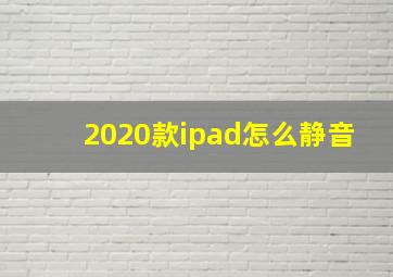 2020款ipad怎么静音