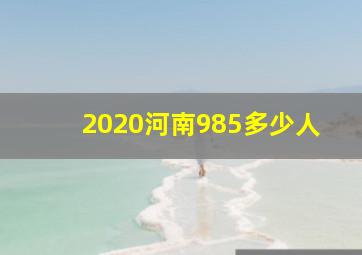 2020河南985多少人