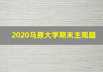 2020马原大学期末主观题