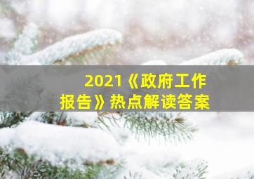 2021《政府工作报告》热点解读答案