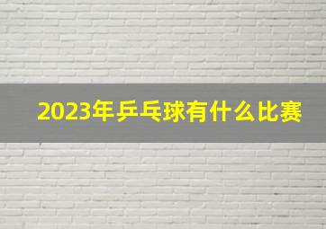 2023年乒乓球有什么比赛