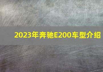 2023年奔驰E200车型介绍