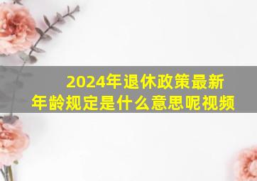 2024年退休政策最新年龄规定是什么意思呢视频