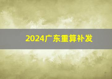 2024广东重算补发