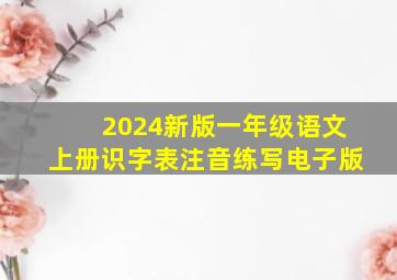 2024新版一年级语文上册识字表注音练写电子版