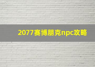 2077赛博朋克npc攻略