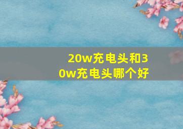 20w充电头和30w充电头哪个好