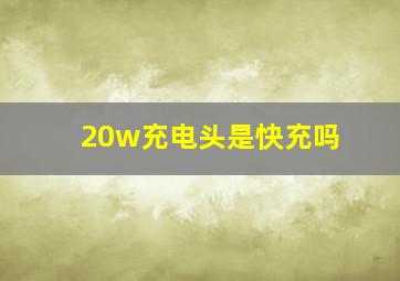 20w充电头是快充吗