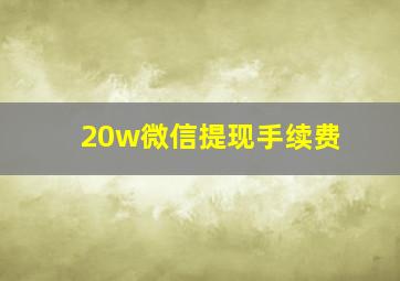 20w微信提现手续费